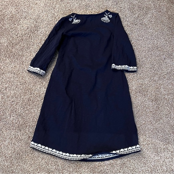 Boden Clemmie Jersey Navy Blue White Embroidered Dress - Picture 9 of 11
